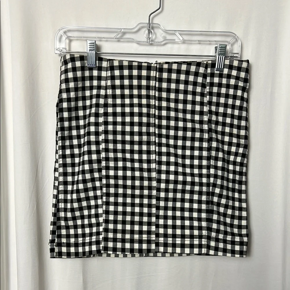 Free People Modern Femme Novelty Black and White Gingham Mini Skirt Size 4 - Picture 3 of 7